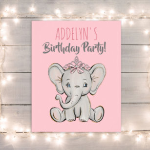 Pink White Gray Princess Elephant New Baby Wrapping Paper