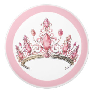 Pink Princess Tiara Girly Ceramic Knob