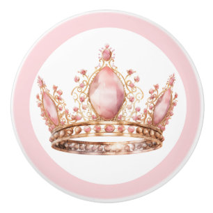 Pink Princess Tiara Girly Ceramic Knob