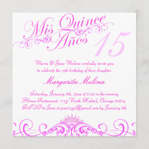 Pink Princess Tiara Quinceanera Invitation