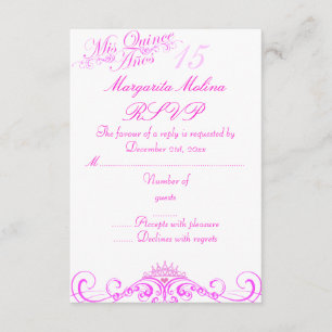 Pink Princess Tiara Quinceanera RSVP