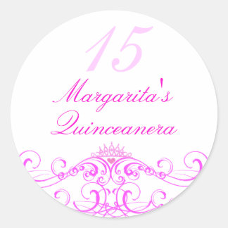 Pink Princess Tiara Quinceanera Sticker