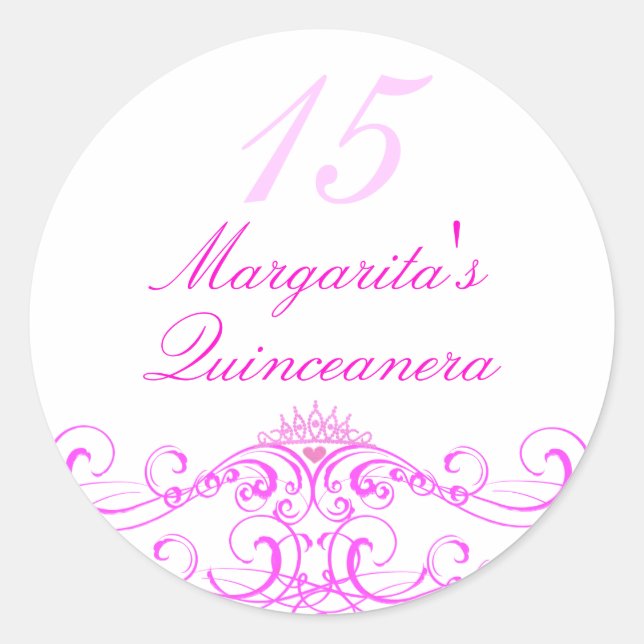 Pink Princess Tiara Quinceanera Sticker (Front)