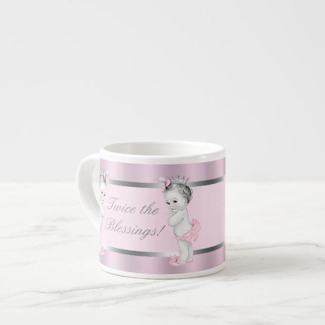 Pink Princess Twin Girl Baby Cups (Front Left)