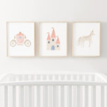 Pink Princess Unicorn Girls Room Decor<br><div class="desc">Add a finishing touch to your little one's space with this set of three carriage,  princess castle,  and unicorn prints.</div>