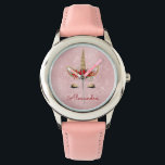 Pink Princess Unicorn Rose Gold Pink Christmas Watch<br><div class="desc">Blush Pink Princess Unicorn Christmas Faux Sparkle and Glitter Rose Gold Blush Pink Watch are perfect for a Rose Gold or Blush Pink Christmas Gift. This Blush Pink Princess Unicorn Holiday Watch is perfect for a girly blush pink Birthday Party Gift. This watch can include your signature monogram name.</div>