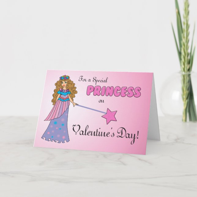 Pink Princess Valentine's Day Holiday Card (Front)