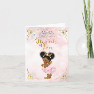 Pink Princess Vintage Baby Girl Ethnic Thank You Card