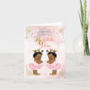 Pink Princess Vintage Baby Girl Twins Thank You