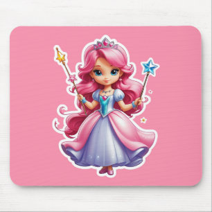 Pink Princess With Magical Wand And Tiara Mouse Mat