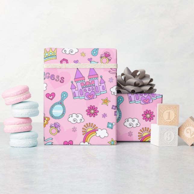 Pink Princess Wrapping Paper, 30" x 6' Wrapping Paper (Baby Shower)