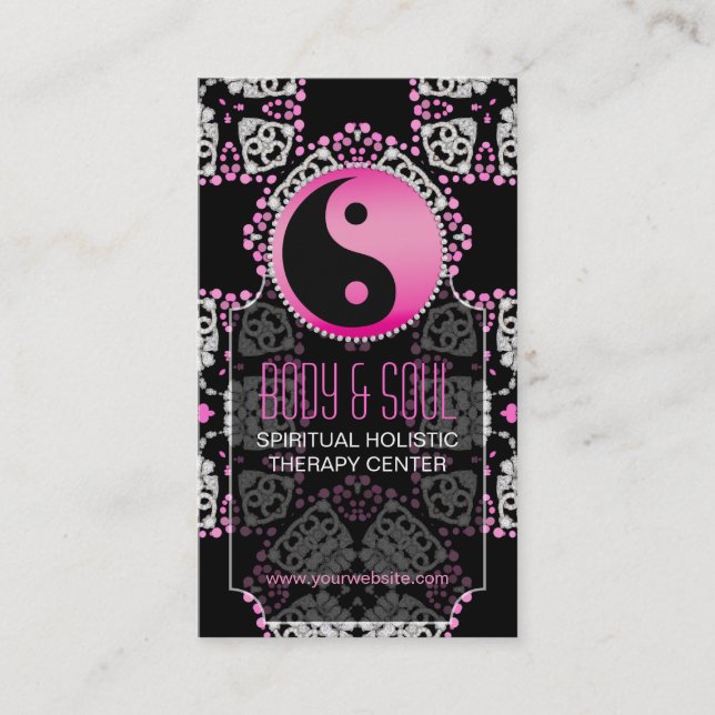 Pink Princess YinYang New Age Yoga Business Cards (Front)