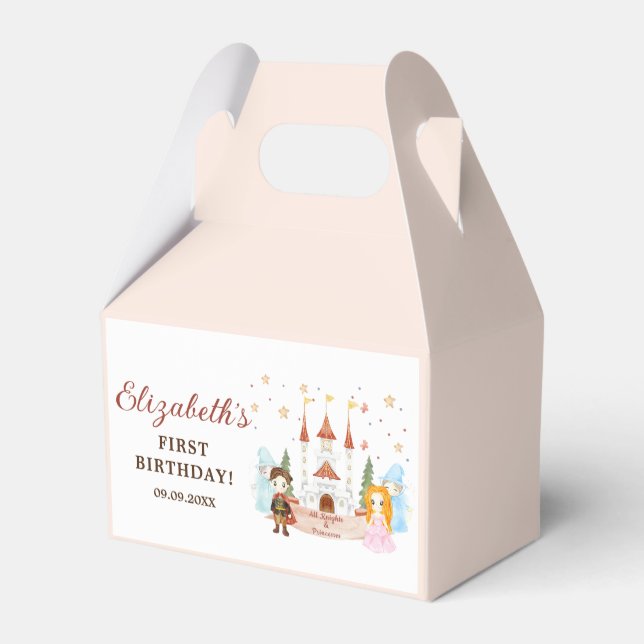 Pink Princesses and Knights Girl Birthday Favour Box (Back Side)