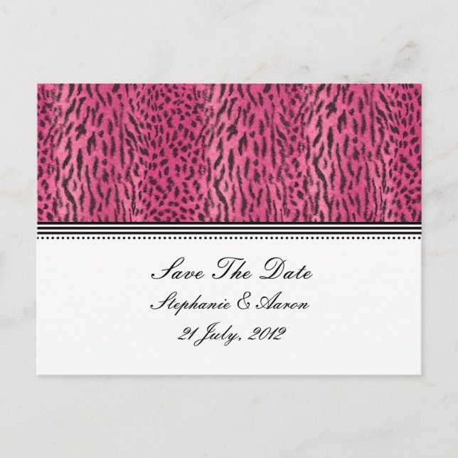 Pink Print Animal Skin Save The Date Postcard (Front)