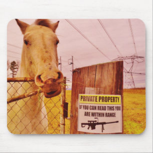 Pink Private Property Horse Mouse Mat