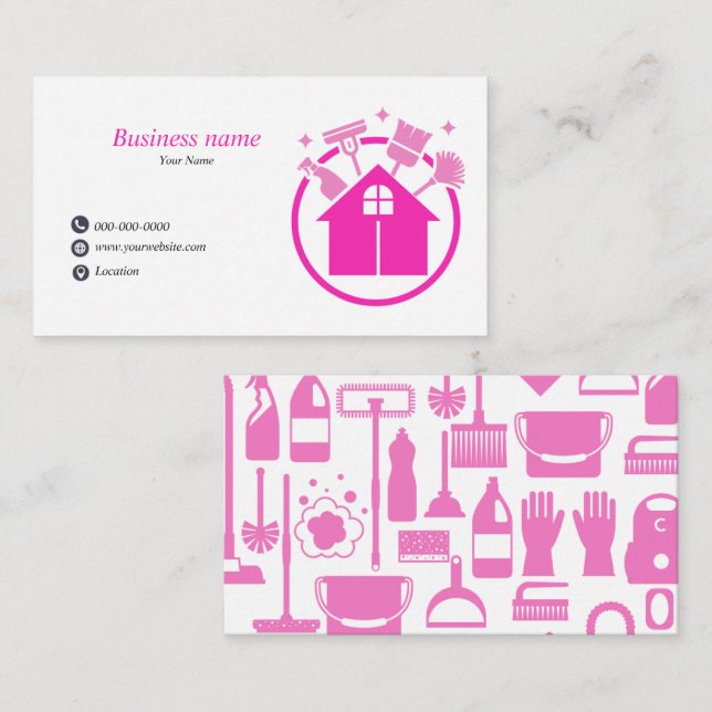 Pink Pro Home Cleaning Service  Business Card (Front/Back)