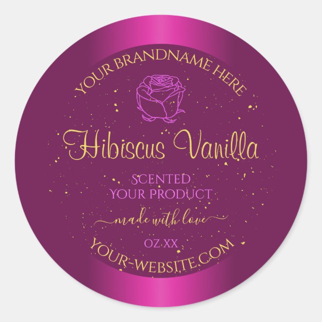 Pink Product Labels Gold Soft Glitter Rose Graphic (Front)