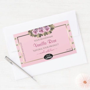 Pink Product Packaging Labels Roses Diamonds Logo