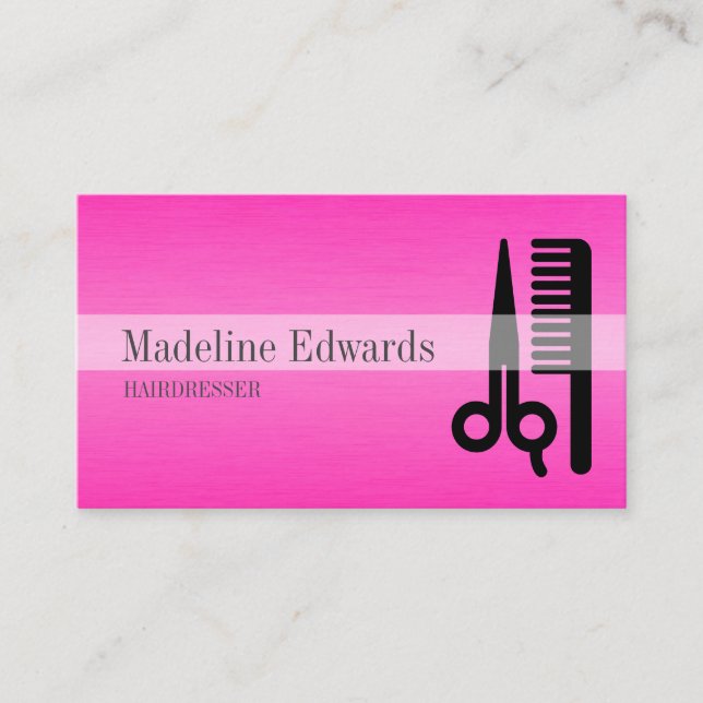 Pink Professional Hairdresser Stylish Modern Business Card (Front)