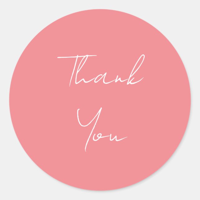 Pink Professional Handwritten Script Thank You Classic Round Sticker (Front)