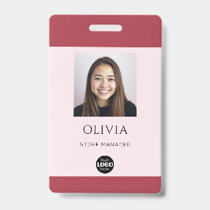 Pink Professional Small Business Photo Logo ID Badge