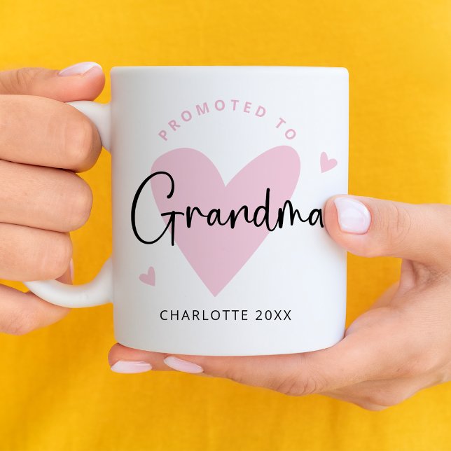 Pink Promoted to Grandma Heart Baby Girl Coffee Mug (Creator Uploaded)