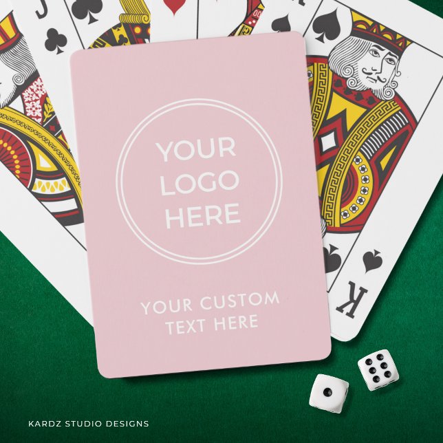 Pink Promotional Branded Logo Playing Cards (Add your logo and website or tagline on text area.)