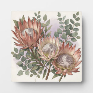 Pink Protea Eucalyptus Botanical Arrangement  Plaque