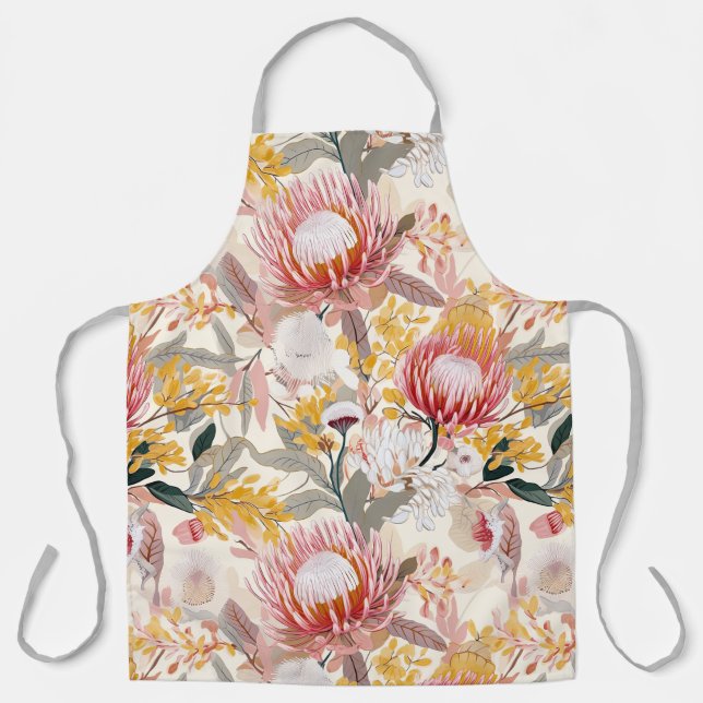 Pink Protea Floral Apron (Front)