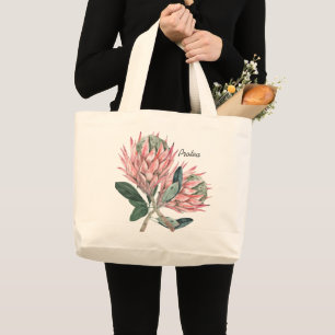 Pink Protea Flower Large Tote Bag