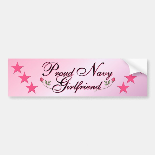 Pink & Proud Navy Girlfriend Bumper Sticker (Front)