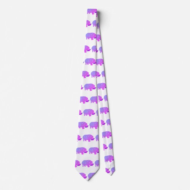 Pink Psychedelic Hippopotamus Tie (Front)