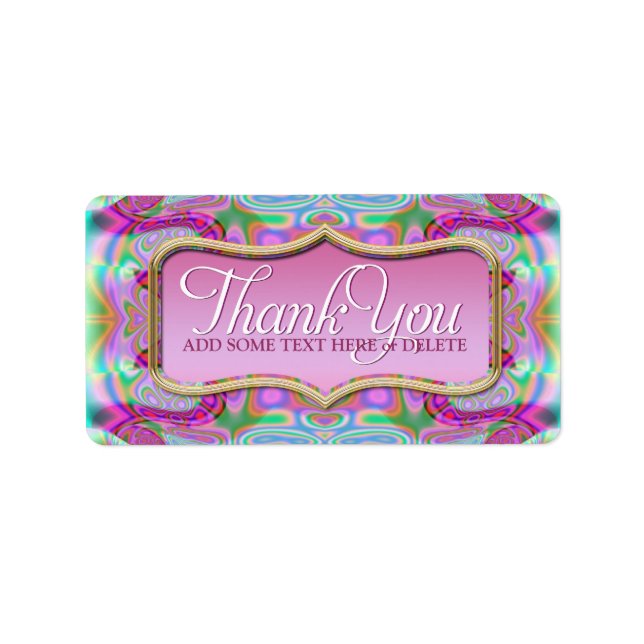 Pink Psychedelic Thank You Sticker Labels (Front)