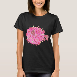 Pink Pufferfish Watercolor Design T-Shirt