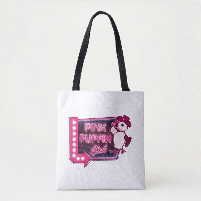 Pink Puffin Club Tote Bag (Front)