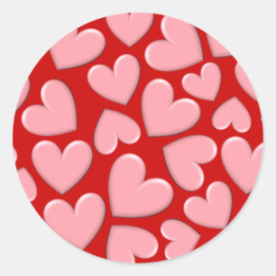 Pink Puffy Hearts Classic Round Sticker