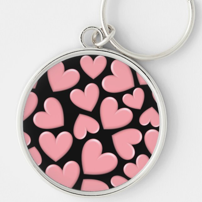 Pink Puffy Hearts Key Ring (Front)