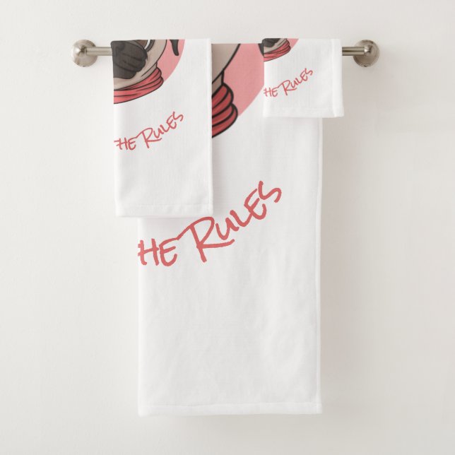 Pink Pug Breaking the Rules  Bath Towel Set (Insitu)
