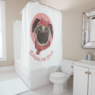 Pink Pug Breaking the Rules Shower Curtain