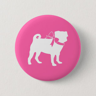Pink Pug Dog Theme Party Celebration 6 Cm Round Badge