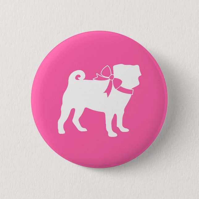 Pink Pug Dog Theme Party Celebration 6 Cm Round Badge (Front)