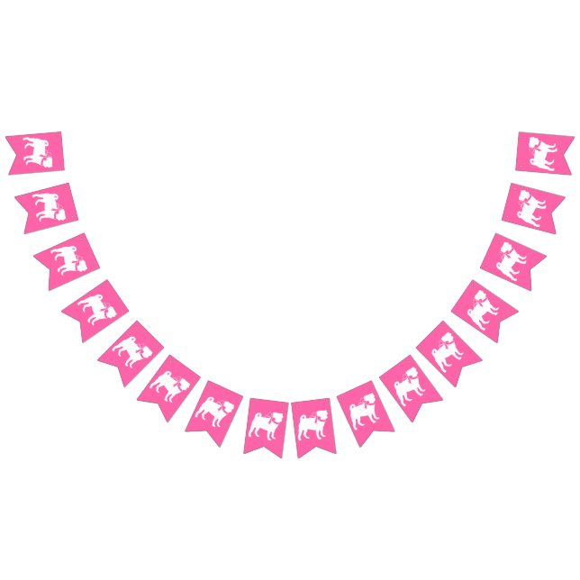 Pink Pug Dog Theme Party Celebration Bunting (All)