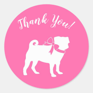 Pink Pug Dog Theme Party Celebration Classic Round Sticker