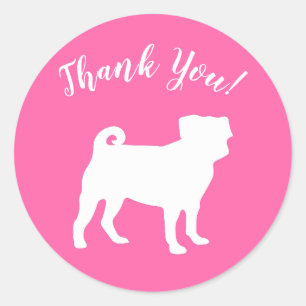 Pink Pug Dog Theme Party Celebration Classic Round Sticker