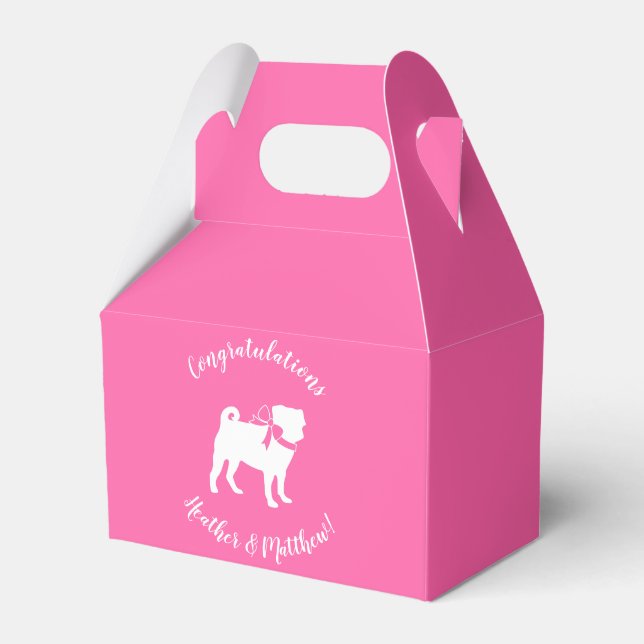 Pink Pug Dog Theme Party Celebration Favour Box (Front Side)