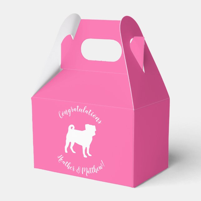 Pink Pug Dog Theme Party Celebration Favour Box (Front Side)