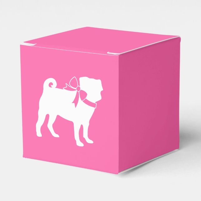 Pink Pug Dog Theme Party Celebration Favour Box (Front Side)