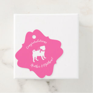 Pink Pug Dog Theme Party Celebration Favour Tags