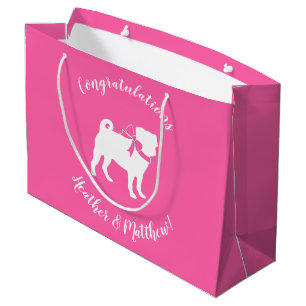 Pink Pug Dog Theme Party Celebration Large Gift Bag