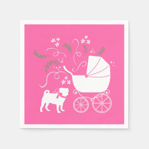 Pink Pug Dog Theme Party Celebration Napkin